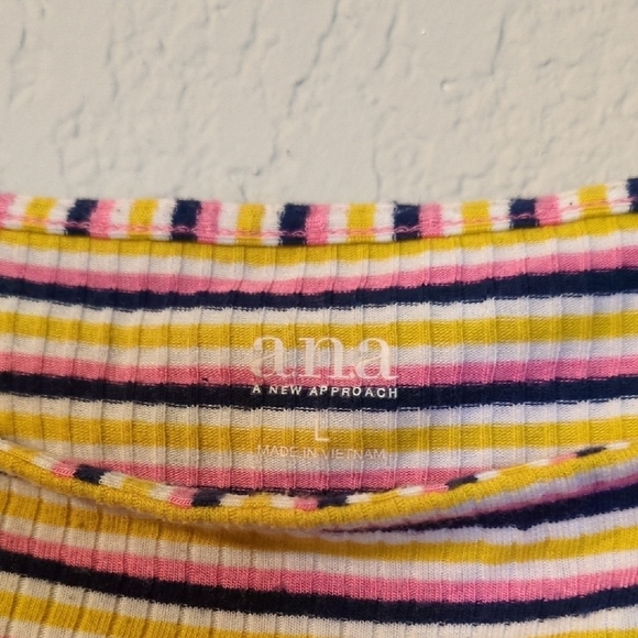 Ana Multi Color Stripe Square Neck Ruffle Sleeve Blouse - Large - Picture 2 of 4